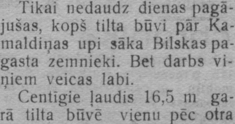 Bilskas tilta būves ziņa